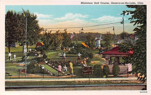 Mini Golf free online multiplayer game — vintage postcard of a miniature golf course