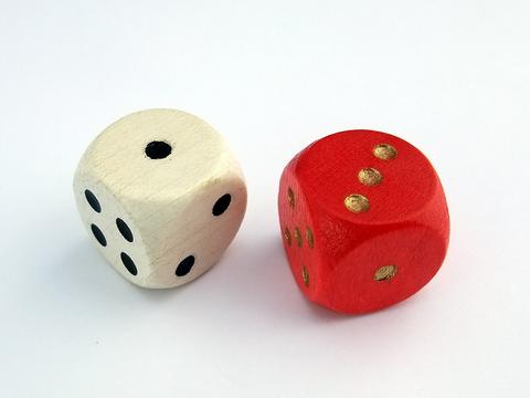 The Dial free online multiplayer game — two dice on a white background